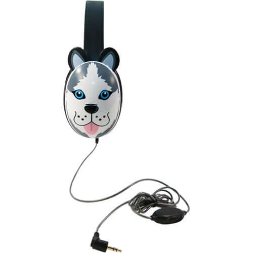 Califone Listening First husky-themed stereo headphones with 2-layered cord for classroom use
