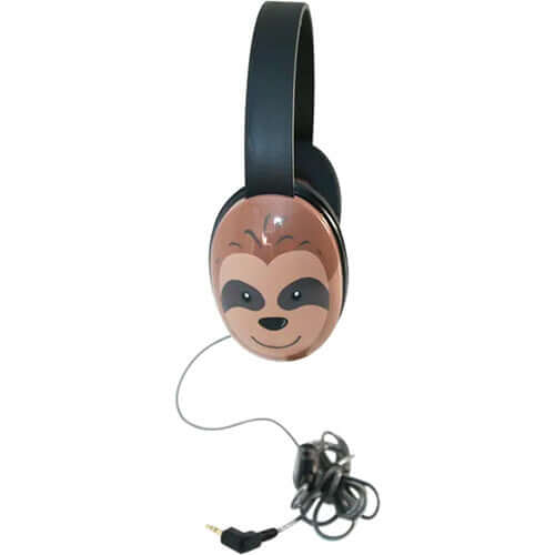 Califone Listening First sloth-themed stereo headphones with 2-layered cord for classroom use