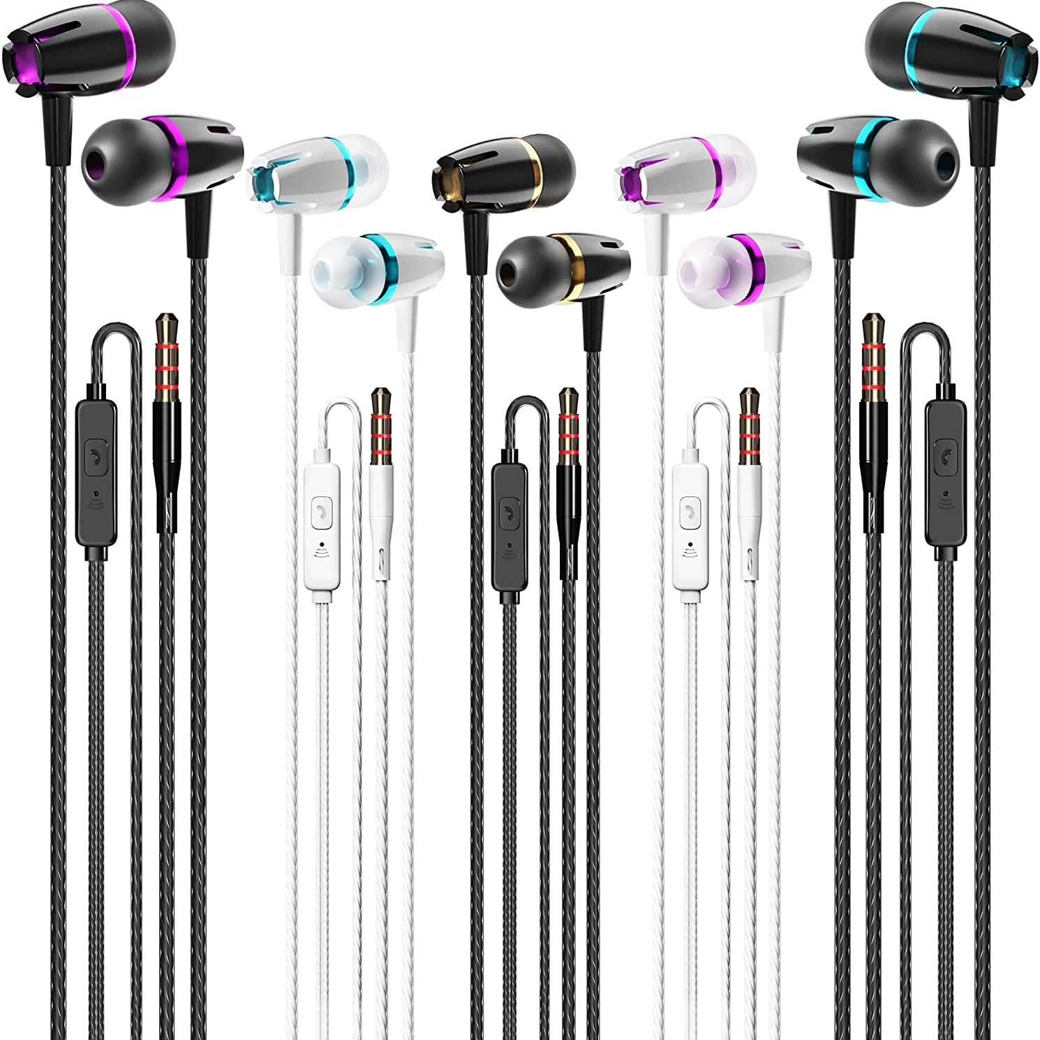 5-Pack Classroom Earbuds with Microphone (3.5mm)