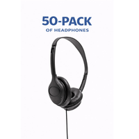 Thumbnail for 50 Pack School Headphones featuring soft earpads and adjustable headband for comfort and durability in classrooms.