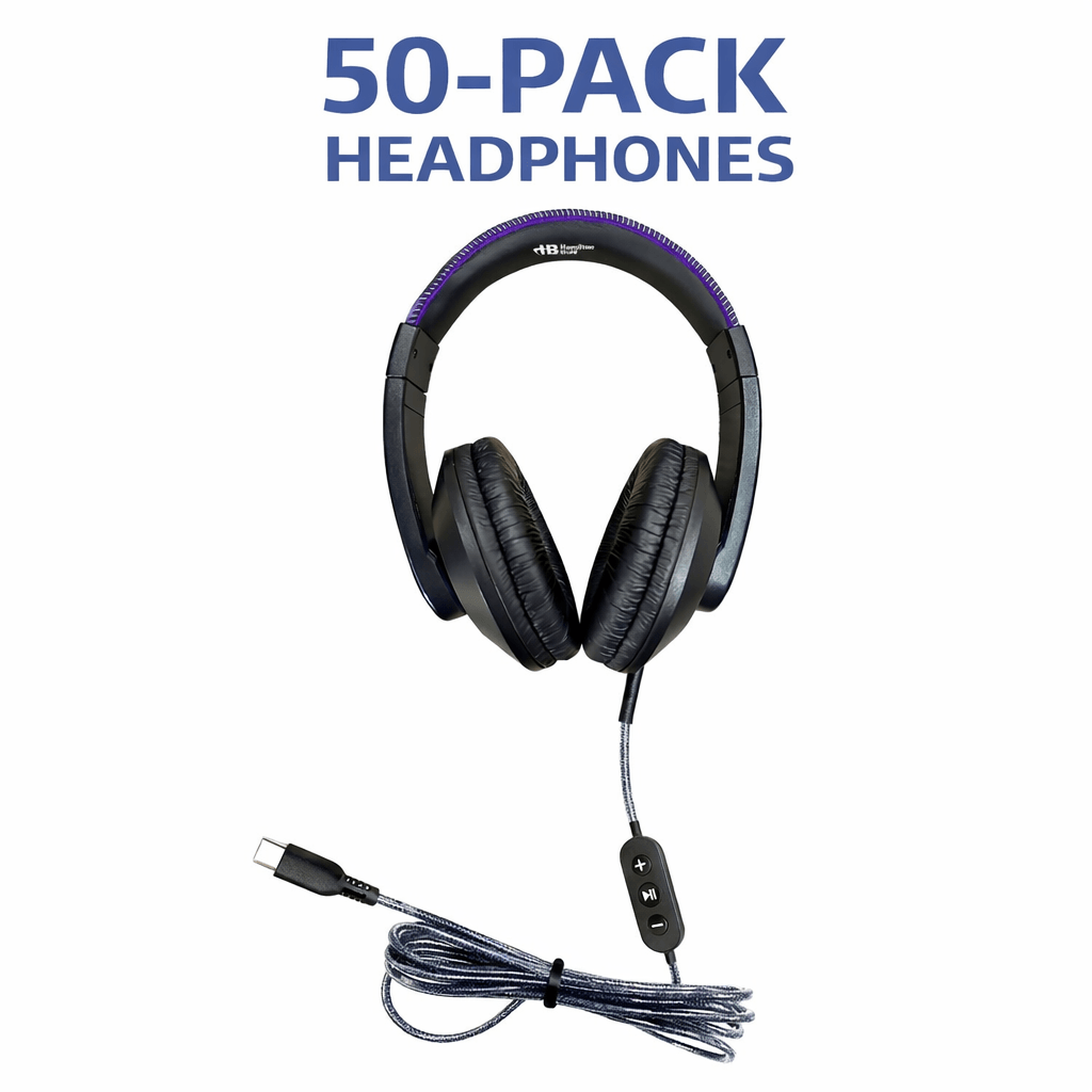 50 Pack of Smart-Trek Deluxe USB-C Plug Stereo Headphone with Metallic ...
