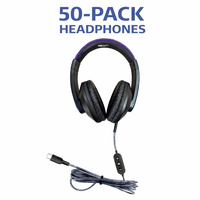 Thumbnail for 50 Pack of Smart-Trek Deluxe USB-C Plug Stereo Headphone with Metallic Purple Accents and In-Line Volume Control