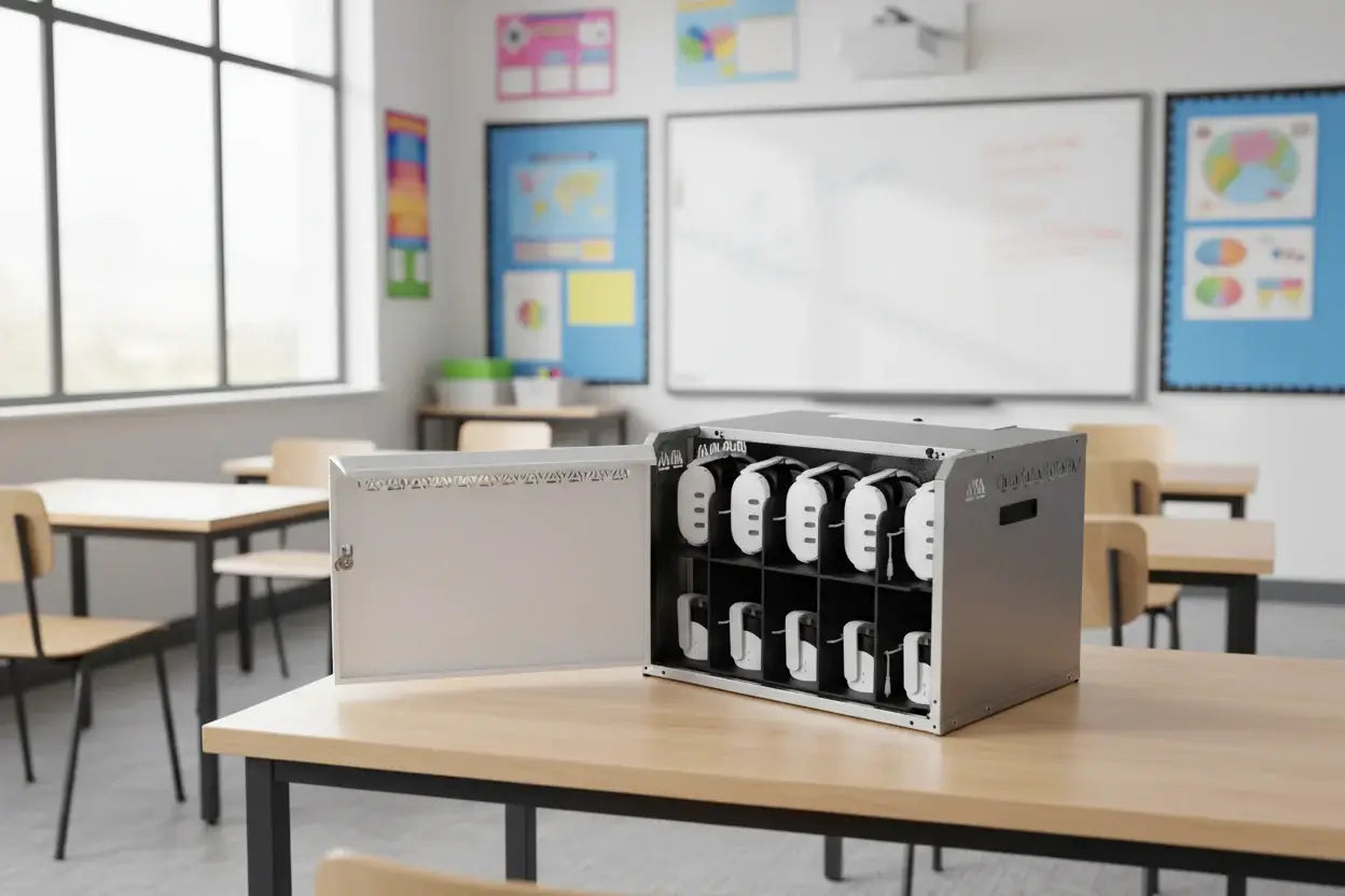 Spectrum Immersion XR 10 charging cabinet with 10 bays for VR headsets