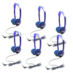 HamiltonBuhl Blue Kid-Sized On-Ear Stereo Headphones - 6 Pack