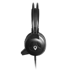 Side view of POWRT ACHPMBLK black wired headset