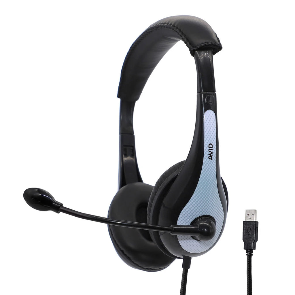 AVID AE-36 USB-A On-Ear Stereo Headset with Noise-Canceling Microphone