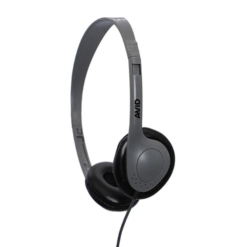 Avid AE-711 lightweight on-ear school headphones in gray with cushioned earpads