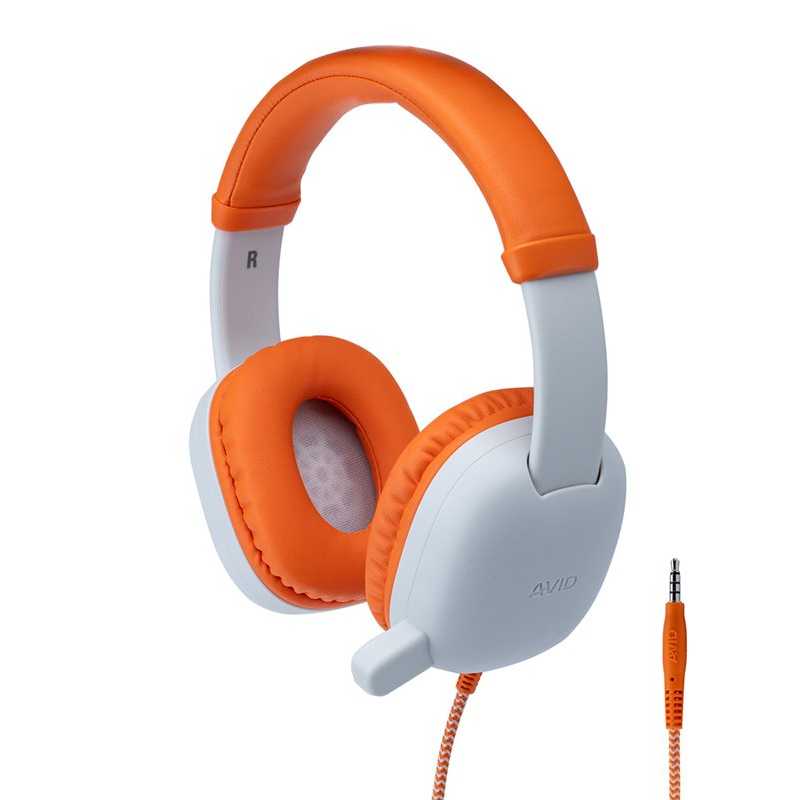 AVID WonderEars AP-400 kids headset, Orange, 3.5 mm TRRS, with KidCom mic