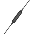 Close-up of inline volume control on Koss BT115i wireless Bluetooth in-ear headphones