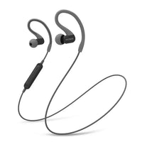 Thumbnail for Black wireless earbuds with a cable on a white background