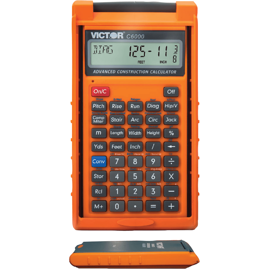 Victor C6000 advanced construction calculator orange with specialized building functions durable design and large display for jobsite use