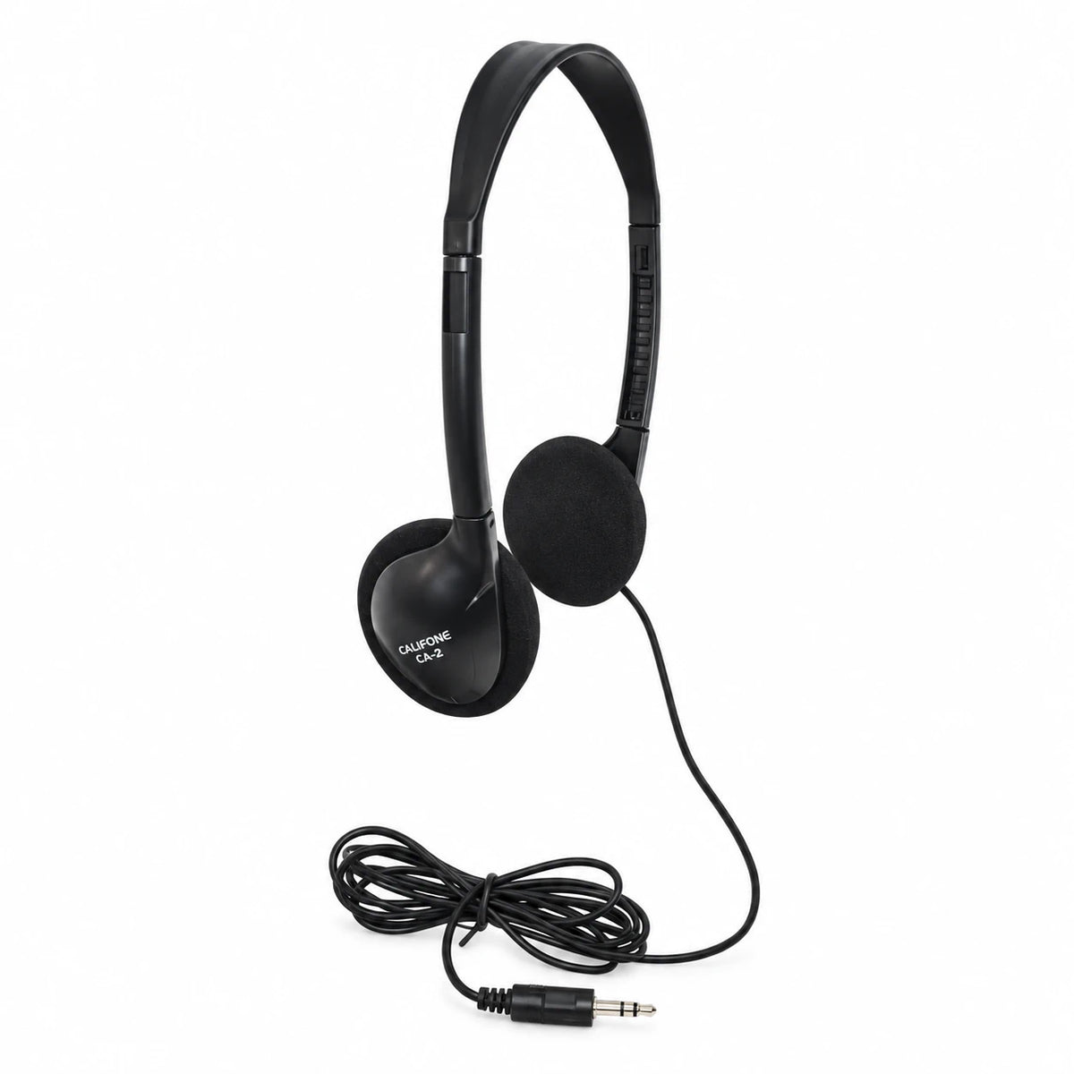 Black over-ear wired headphones with a padded headband and ear cups, shown on a plain white background. The brand name 'Califone' is visible on the ear cup.