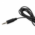 A black 3.5mm audio cable with a 2-pin plug connector, coiled on a plain white background.