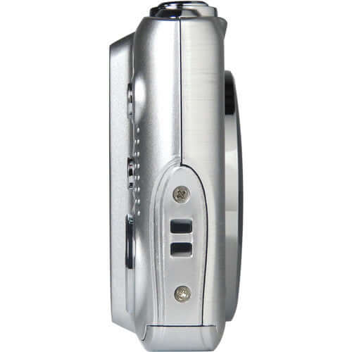 Side view of HamiltonBuhl VividPro silver digital camera with 18MP resolution