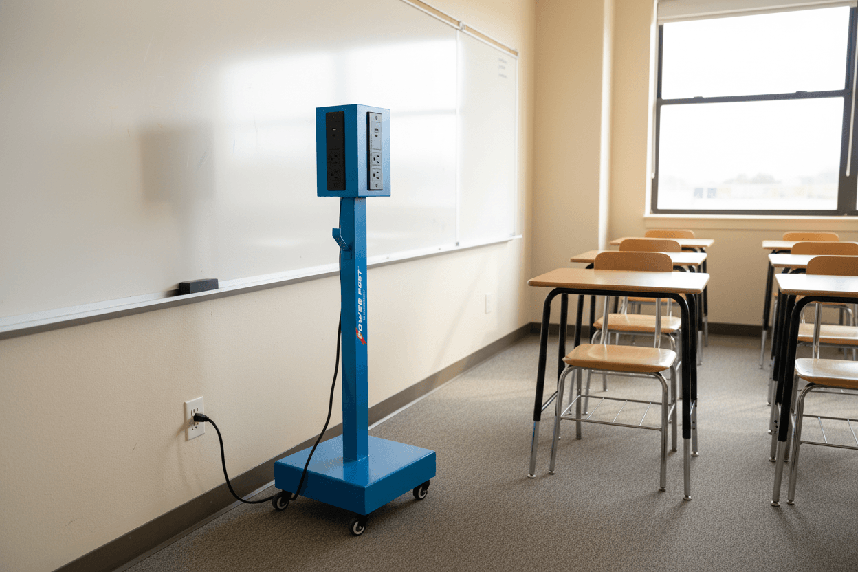 HamiltonBuhl PowerPost Mobile Charging Tower – 8 AC Outlets, 4 USB & 4 USB-C Ports