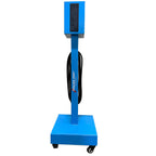 Front view of HamiltonBuhl PowerPost mobile charging tower with 8 AC outlets, 4 USB ports, and 4 USB-C ports.