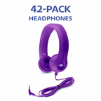 HamiltonBuhl Flex-Phones headphones purple 42 pack durable flexible classroom headphones with soft foam ear cushions for student use