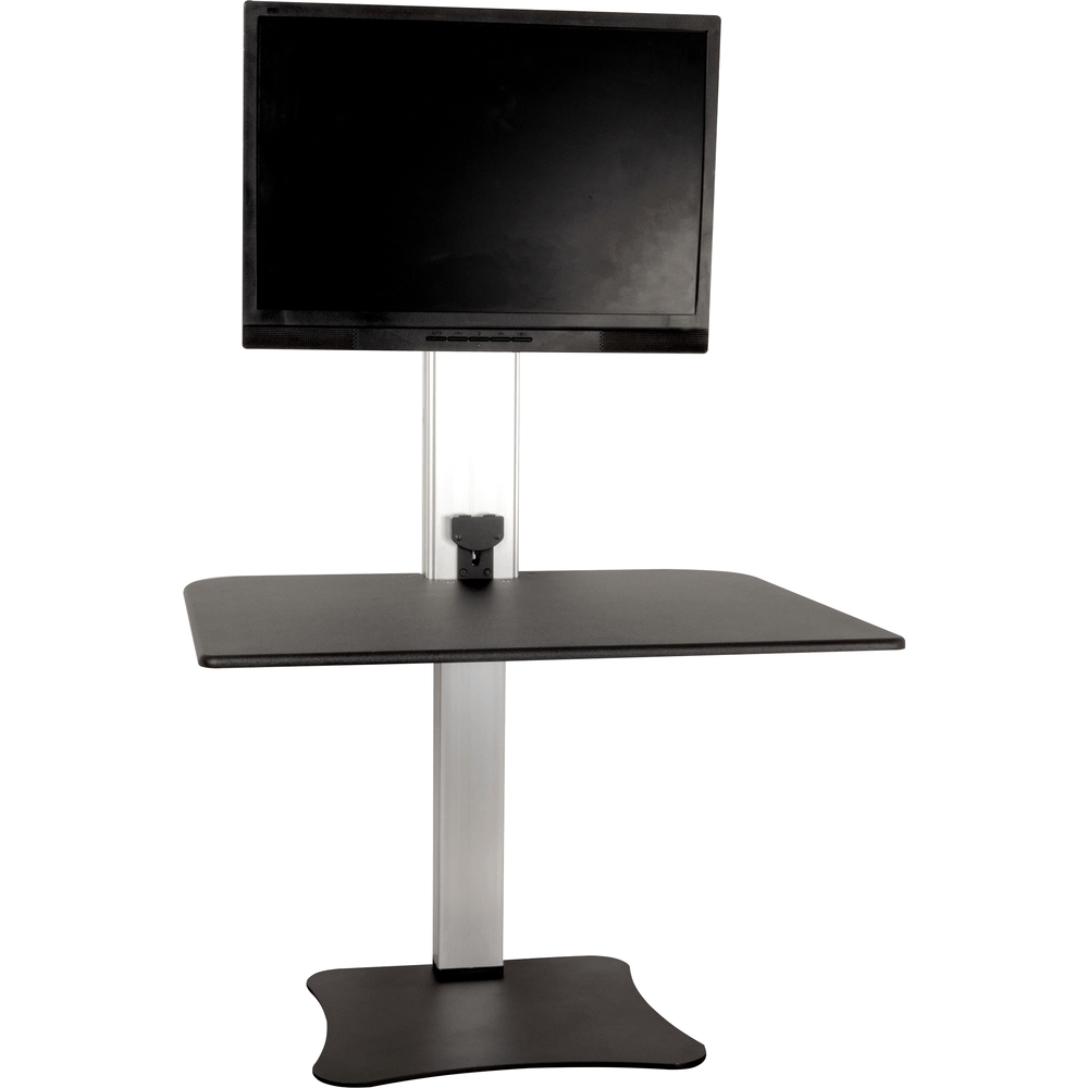 Victor DC400 High Rise Electric Sit-Stand Desk Workstation electric height adjustable desk converter with wide black work surface for ergonomic sit stand setup