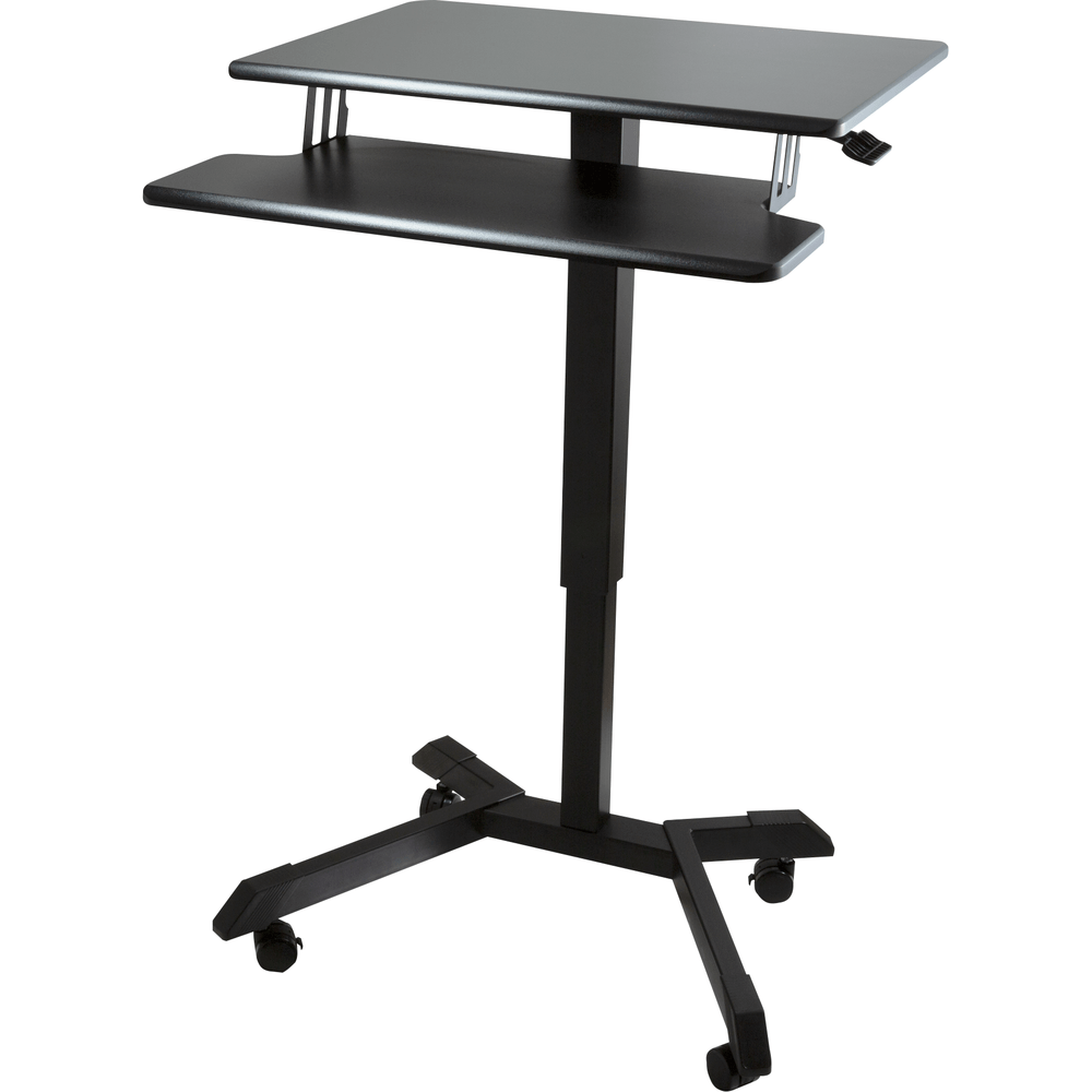 Victor DC550 High Rise Mobile Adjustable Standing Desk with keyboard tray height adjustable rolling workstation with ergonomic design