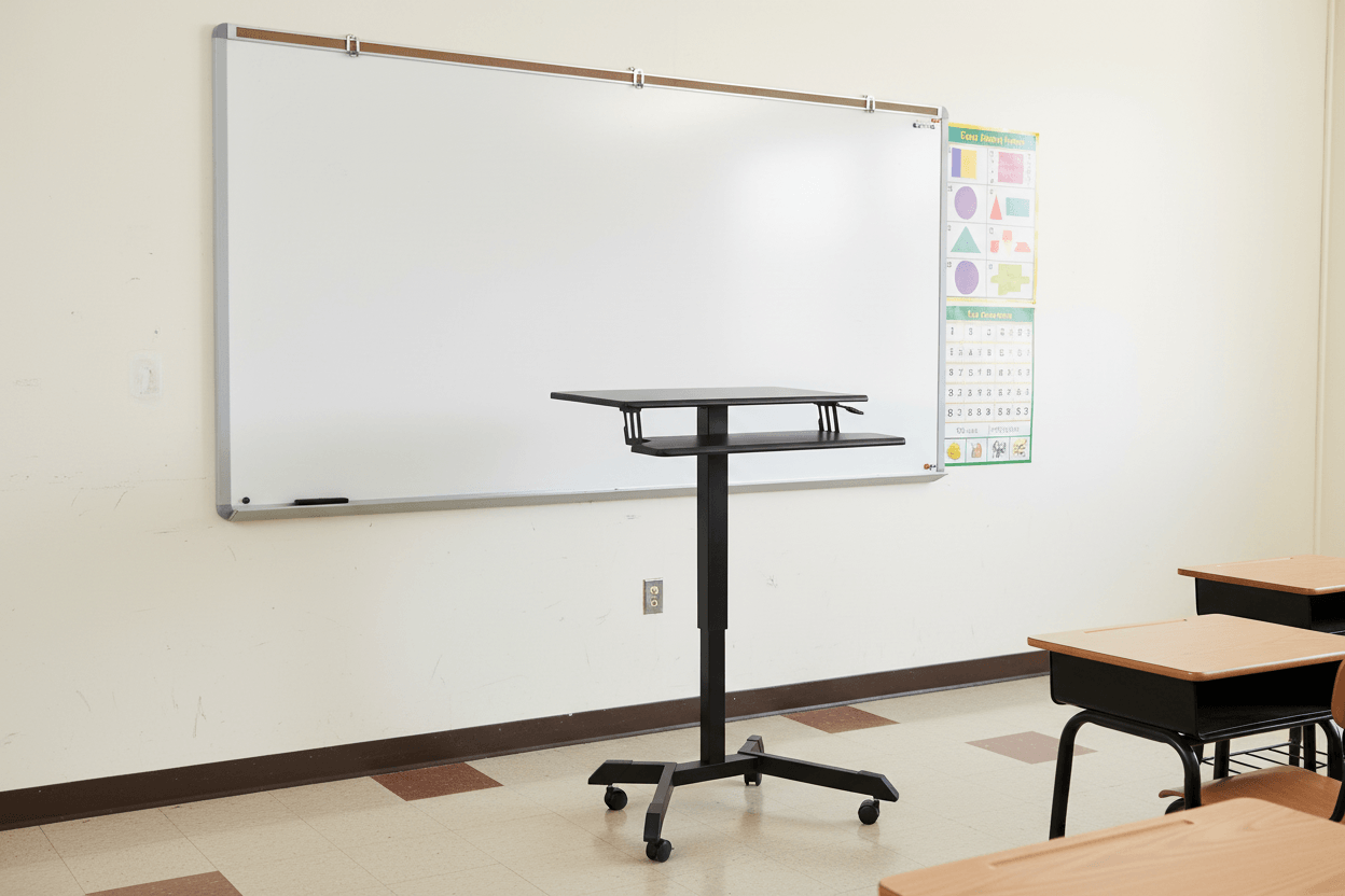 Victor DC550 High Rise Mobile Adjustable Standing Desk with Keyboard Tray