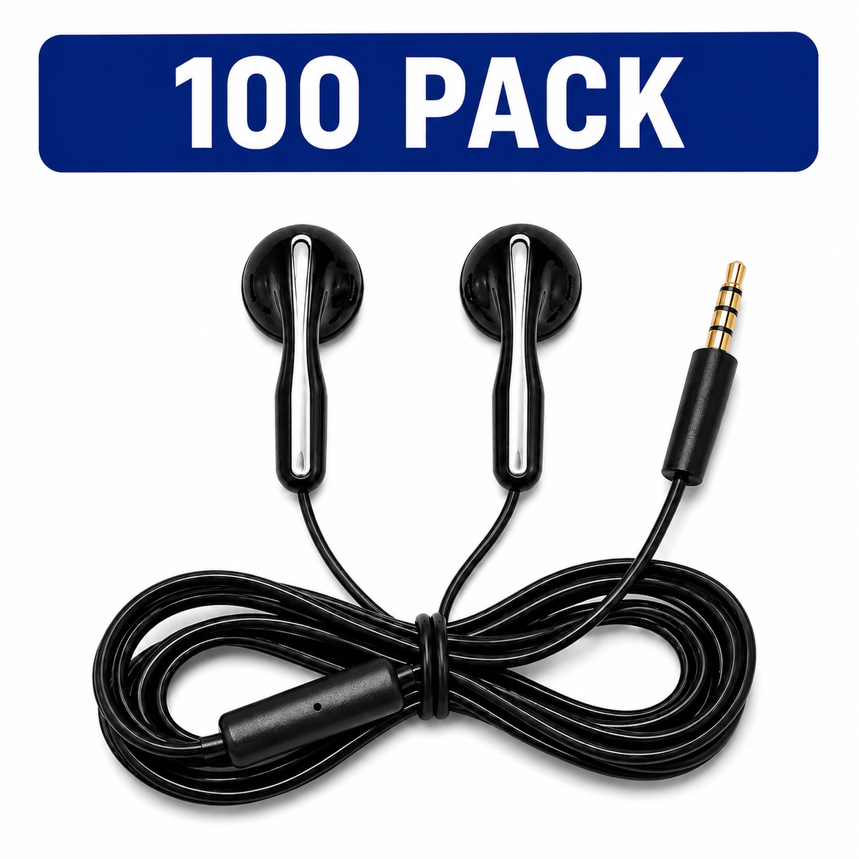 EB-100 School Earbuds with Microphone and TRRS Plug – 100 Pack