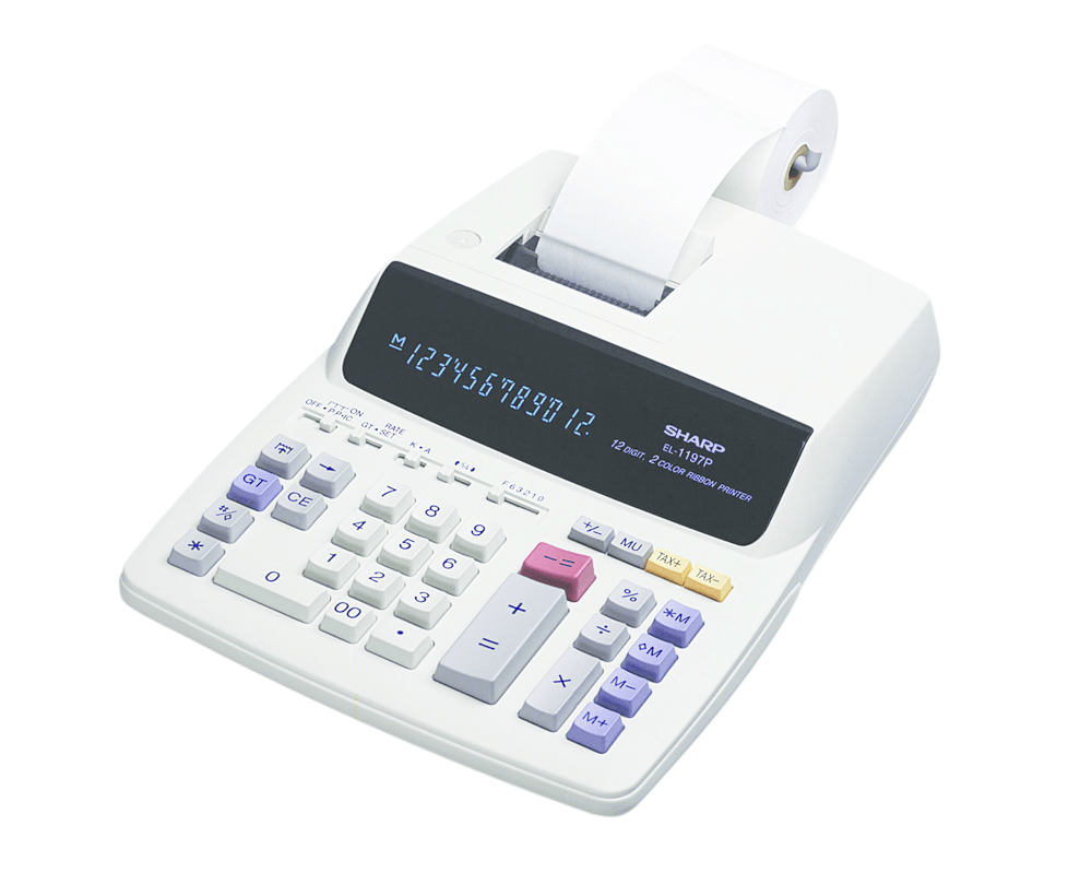 Sharp EL-1197PIII heavy duty 12 digit printing calculator with fast ribbon printer and large display for business calculations