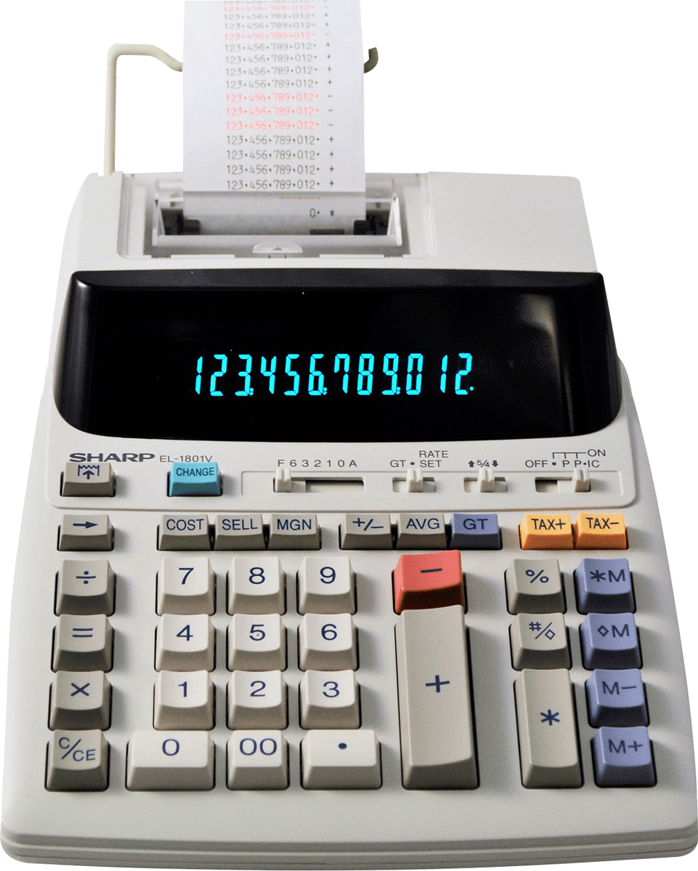 Sharp EL-1801V 12 digit printing calculator with fast ink roller printer and large display for office accounting tasks