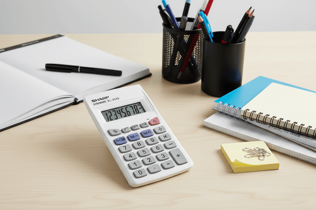 Sharp 233 Sharp EL-233SB Calculator – Basic 8-Digit Pocket – Learning Headphones