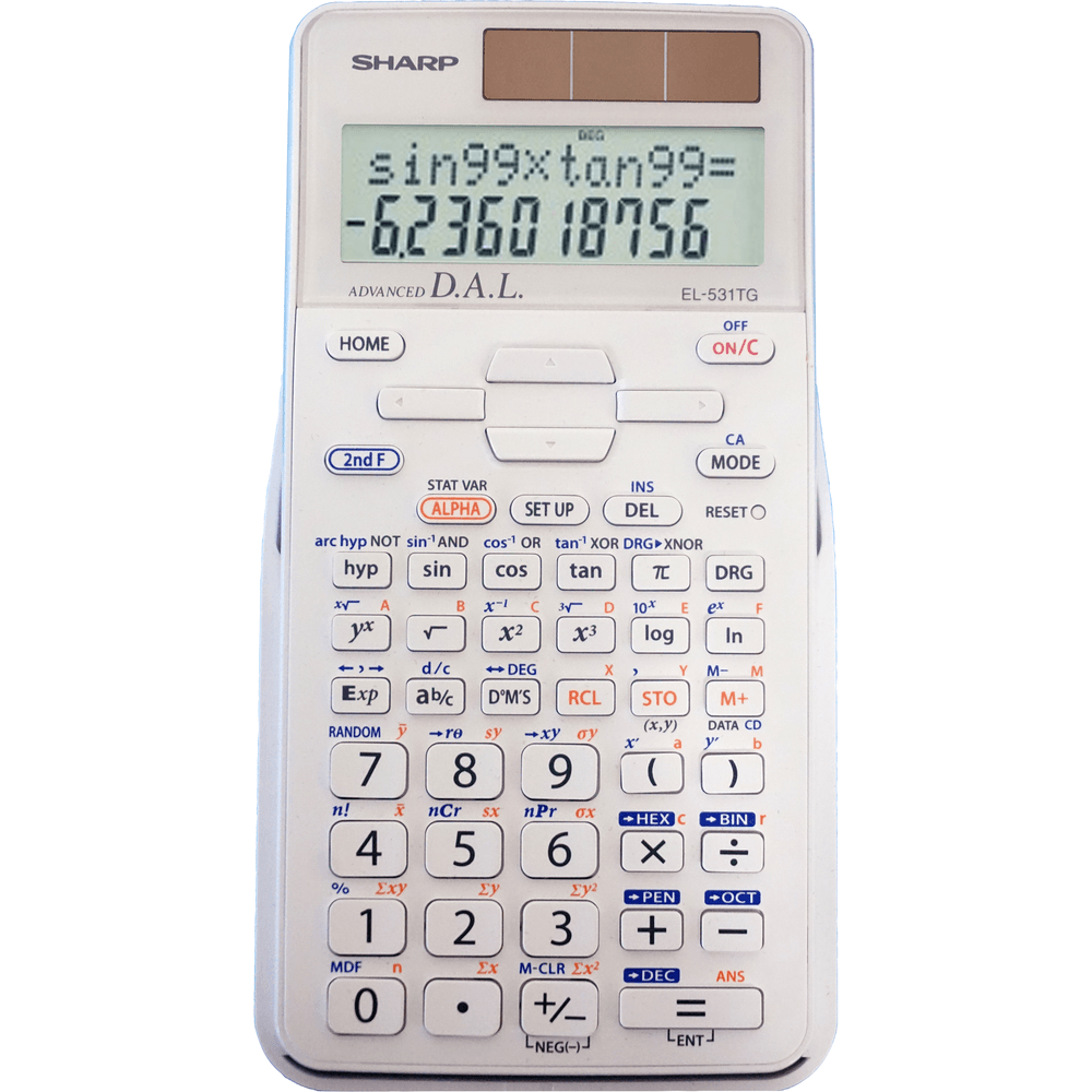 Sharp EL-531TGB scientific calculator white with WriteView display and essential math functions for school and everyday use