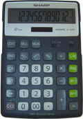 Sharp EL-R297BBK Eco-Concept desktop calculator with large angled display solar power and recycled materials for everyday office use