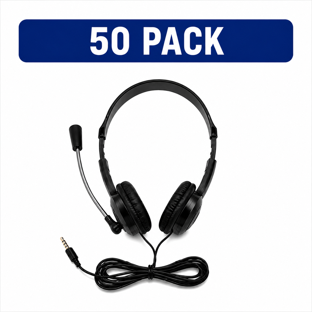 LH Essential Series™ ES-100 TRRS Classroom Headset with Microphone – 50 Pack