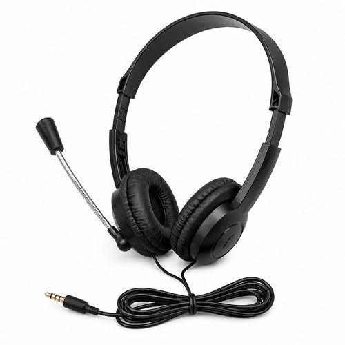 ES-100 TRRS classroom headset with flexible boom microphone and soft ear cushions