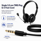 ES-100 classroom headset with single 3.5 mm TRRS plug and 5-foot cord