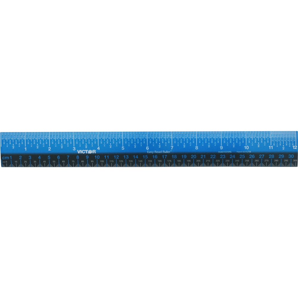 Victor EZ12PBL easy read plastic ruler 12 inch lightweight ruler with clear markings for accurate measuring