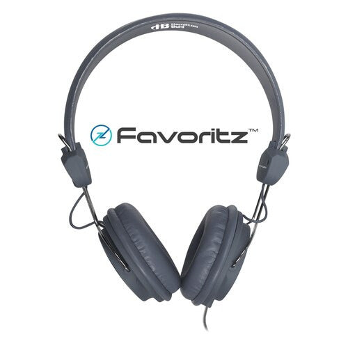 Gray Favoritz TRRS school headset with in-line microphone and 3.5mm single-jack connector