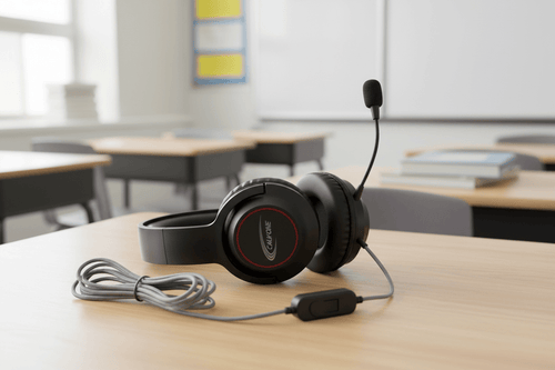 Califone Over-Ear Gaming Headset – 3.5mm TRRS Stereo Headphones with Boom Microphone