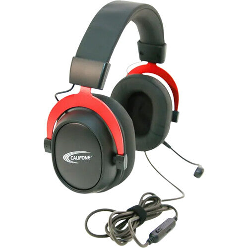 Califone GS3000 red over-ear headphones with removable gooseneck microphone