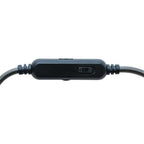 close up view of volume & mic control of Califone GS3000 red over-ear headphones