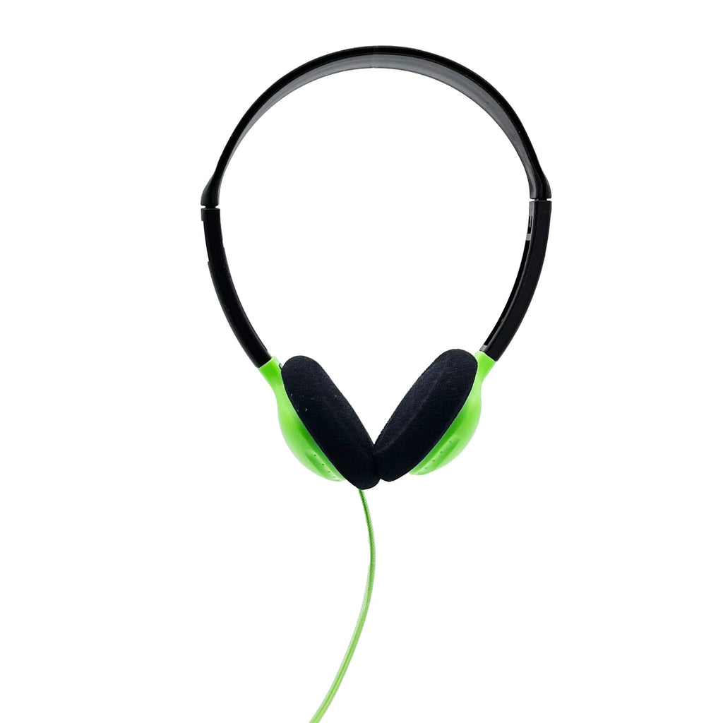 Green SchoolMate HA2 headphones with Dura-Cord and 3.5mm plug
