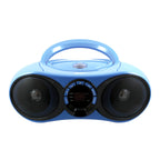 Front of the HamiltonBuhl AudioMVP HB100BT2 Bluetooth CD/FM boombox in blue