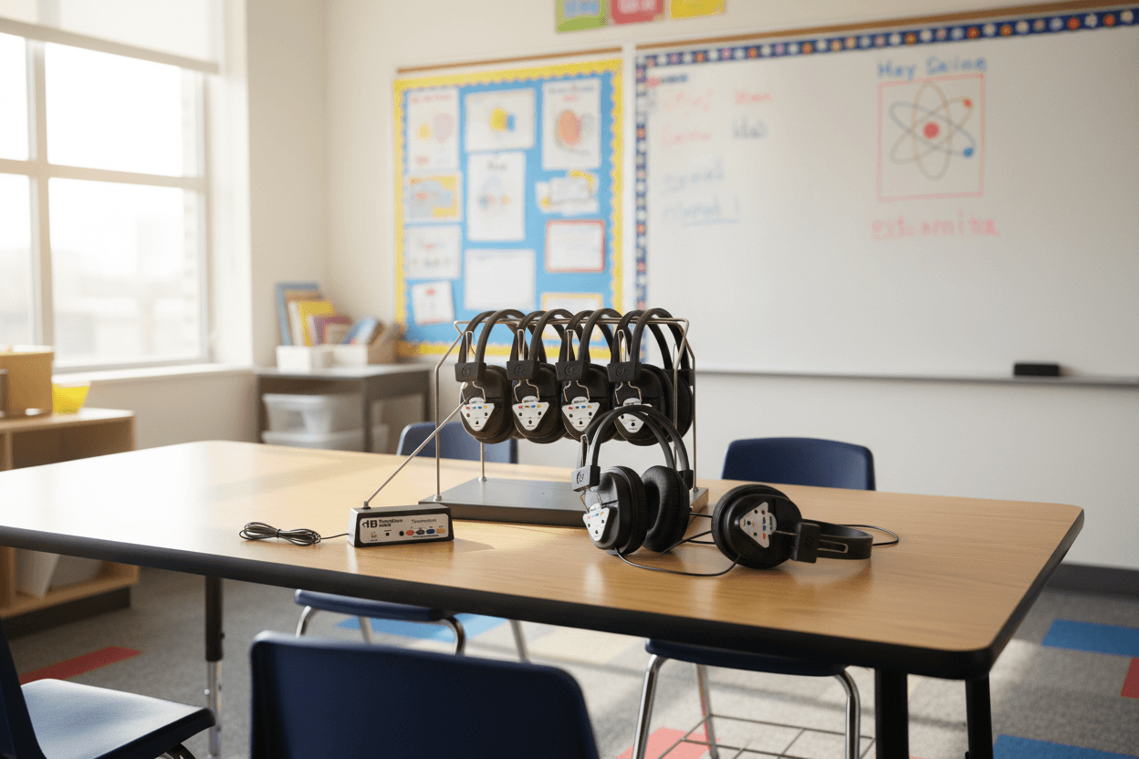 HamiltonBuhl AudioFlow Wireless 6-Person Listening Center with Multi-Frequency Transmitter, Wireless Headphones & Rack