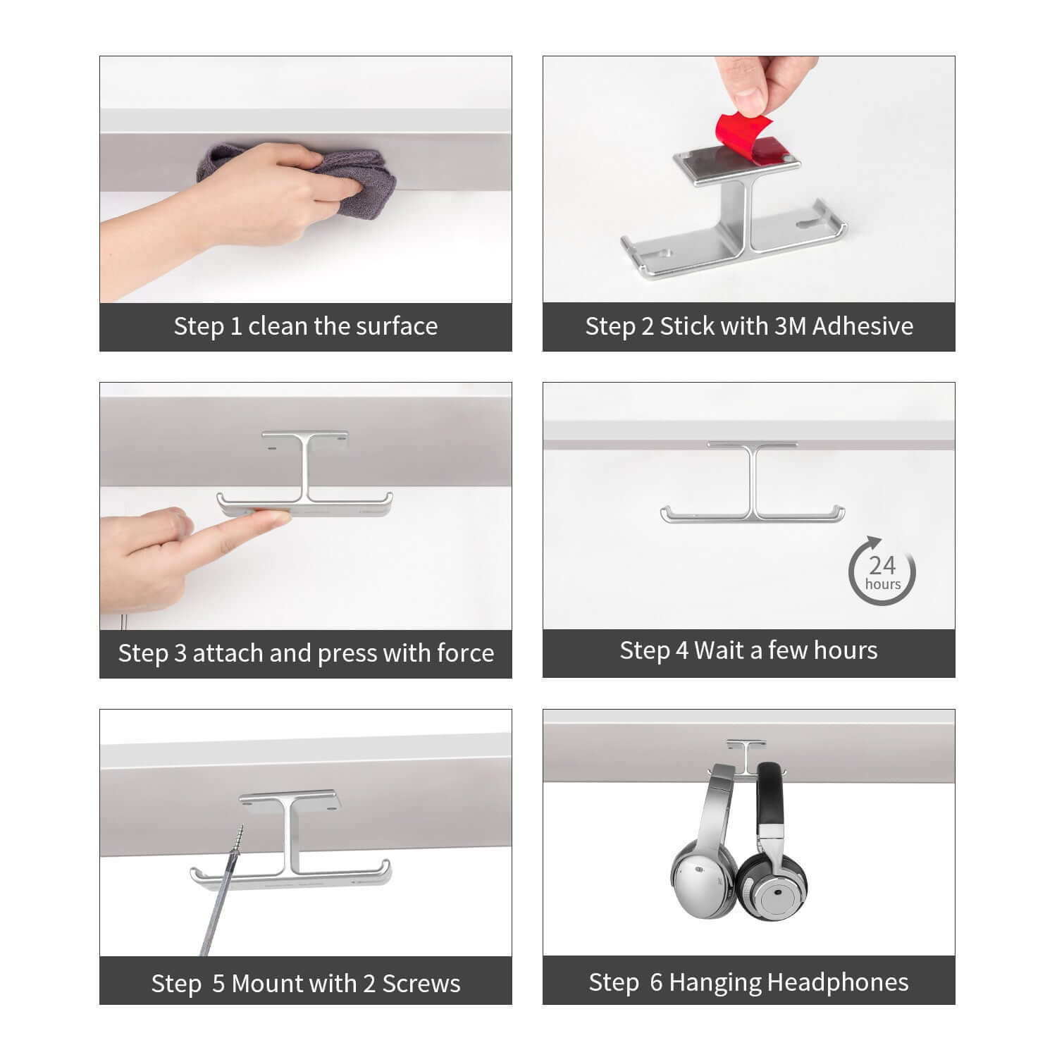 HamiltonBuhl HP-HOOK Hook-It! Dual Headphone/Headset Hanger