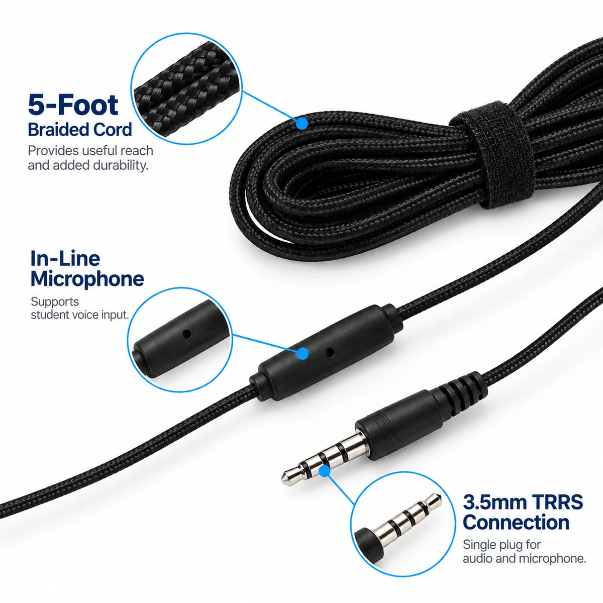 HS-100 Classroom Headset with In-Line Microphone