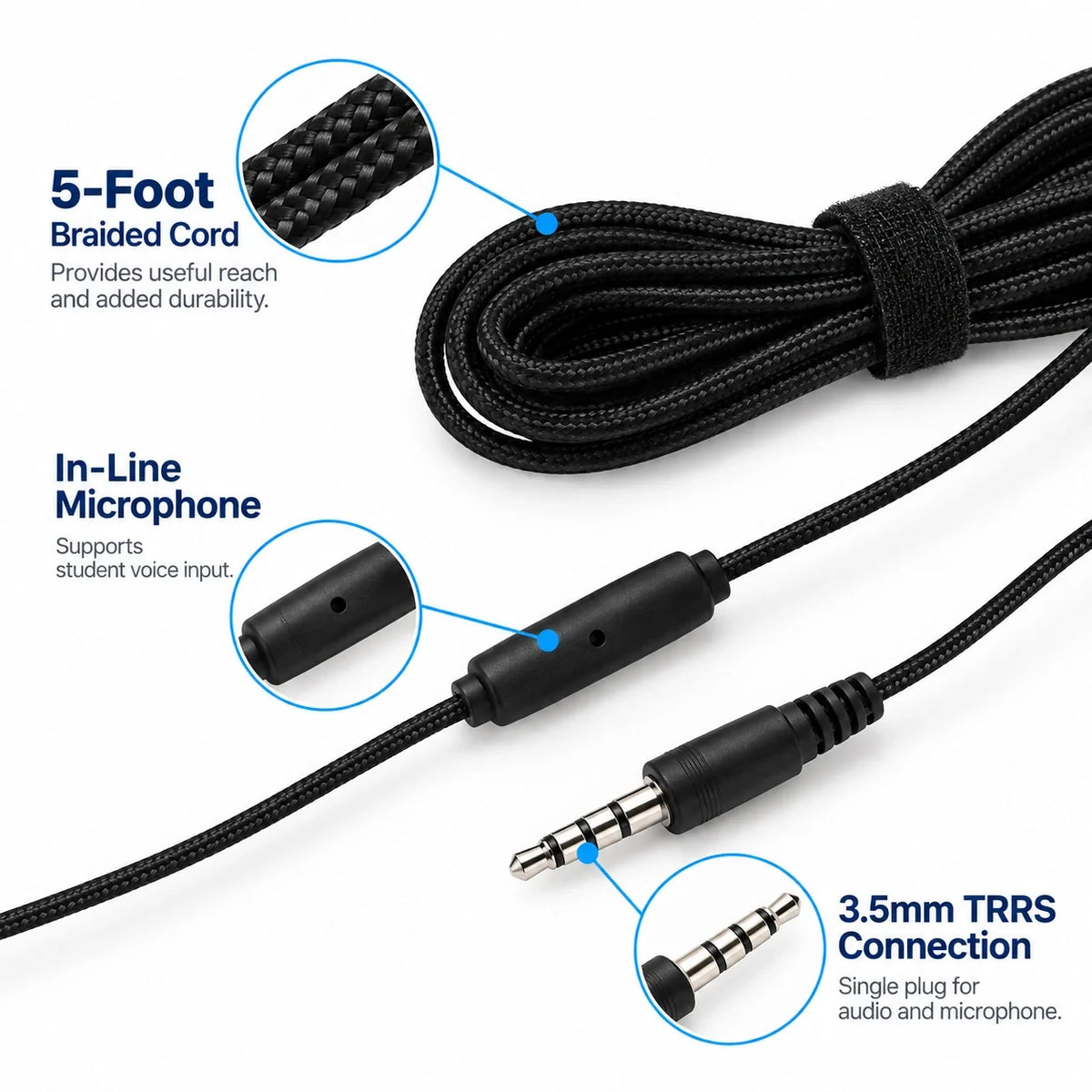 HS-100 classroom headset with in-line microphone