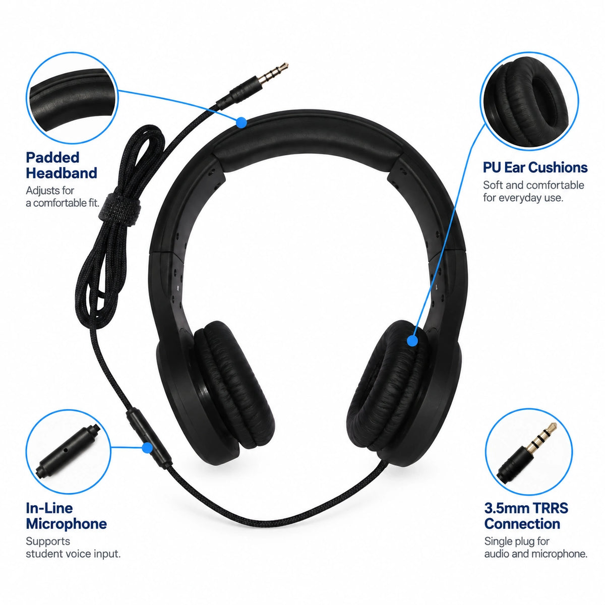 HS-100 Classroom Headset with In-Line Microphone