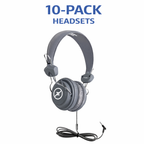 10 pack HamiltonBuhl Favoritz TRRS headsets in grey with inline microphones