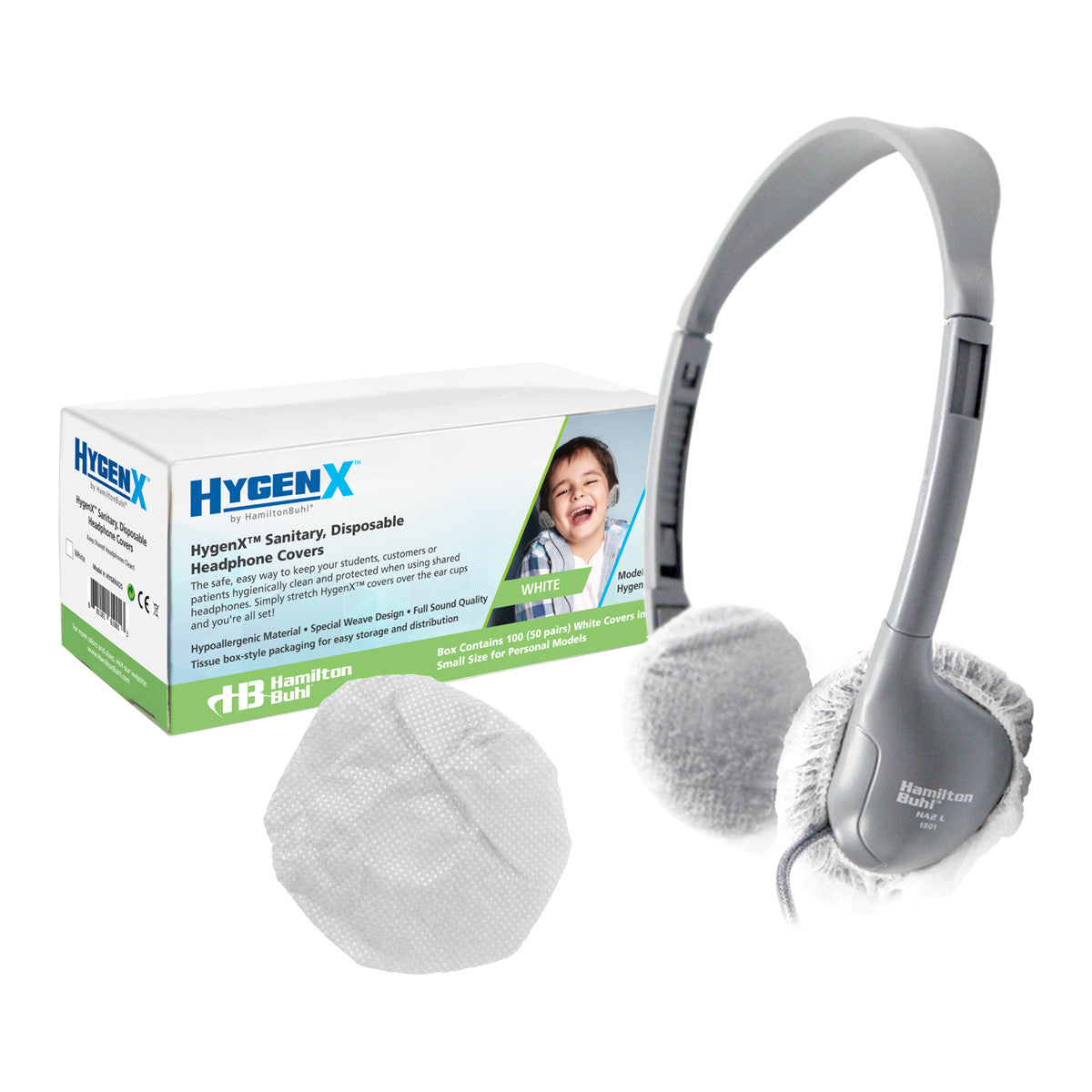 HygenX sanitary ear cushion covers for on-ear headphones and headsets, 50 pair pack