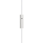 Close-up of in-line microphone on HamiltonBuhl stereo earbuds with 3.5mm TRRS connector.