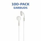 HamiltonBuhl stereo ear buds with in-line microphone and 3.5mm TRRS plug, 100-pack for classroom use.