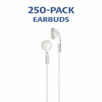 HamiltonBuhl stereo ear buds with in-line microphone and 3.5mm TRRS plug, 250-pack for classroom use.